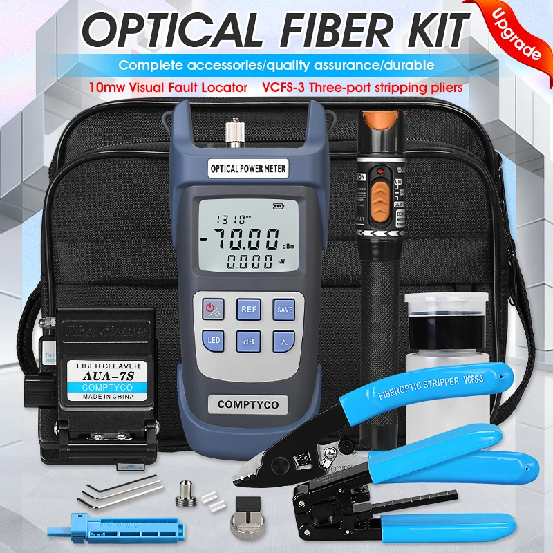 ftth cold junction tool sheath cable tool set optical power meter red light integrated fiber cutter FTTH Fiber Optic Cold Splicing Kit Set Optical Power Meter Red Light Pen Fiber Cutting Knife Leather Wire Pliers Nomiller Pliers