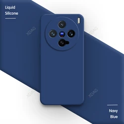 Enhanced Liquid Silicone Phone Case with Square Lens Protection and Classic Straight Edge Design for VIVO X200 (Navy Blue)