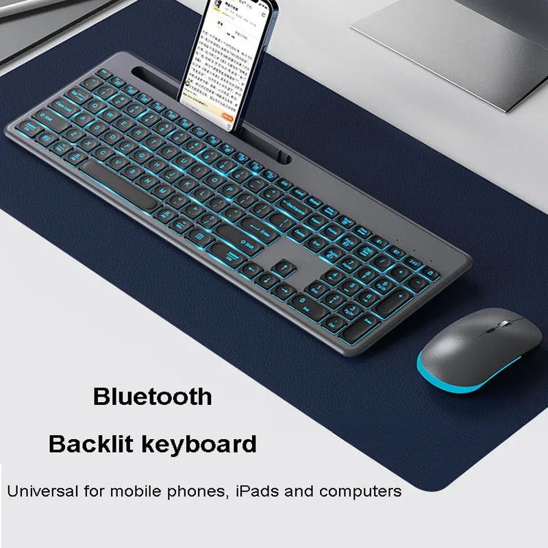 Teclado Rgb Mute sem Fio Mouse Fresco Pequeno Luz de Fundo Silencioso Infinito Iluminação Legal Bluetooth Jogos Mac Ipad