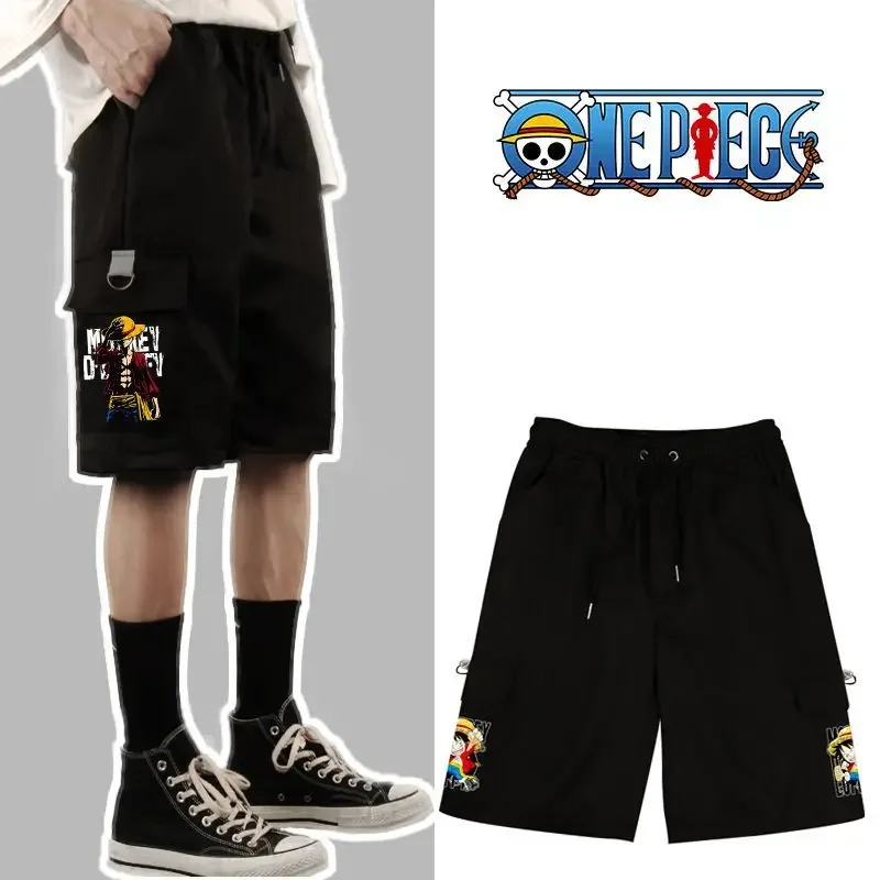 

One Piece Anime Overalls Shorts Luffy Two-dimensional Peripheral Summer Trend Loose Micro-bomb Casual Shorts Men's Clothing