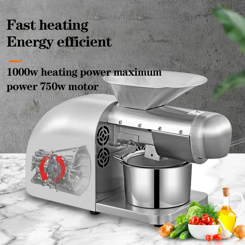 

220V/110V Intelligent Oil Press Fully Automatic Household And Commercial Stainless Steel Cold and Hot Oil Press