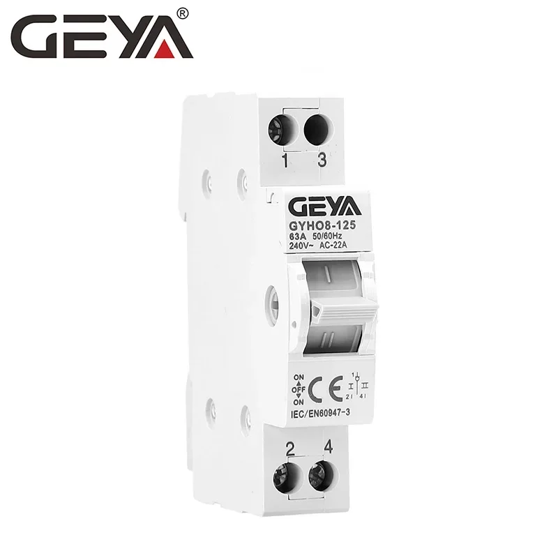 GEYA GYHO8 1P 63A 125A MTS Dual Power Manual Transfer Isolating Switch Interlock Circuit Breaker 220V~240VAC
