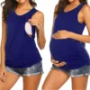 Women's Maternity Wrap Top Sleeveless Double Layer Maternity Fall Clothes for Women Breast Feeding Clothes Maternity V Neck 1
