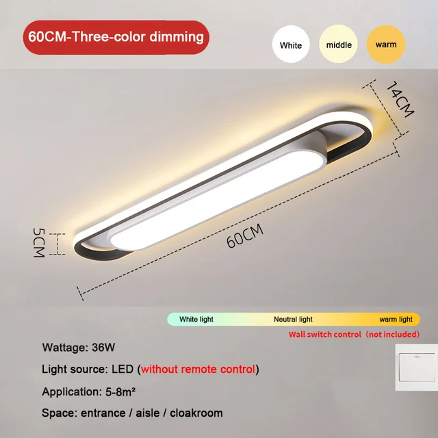 Led Ceil Light Rectangular For Kitchen Home Deco Chandelier Dining Bedrooms Sensor Lamp Modern Ceiling Lights For Living Room Trichromatic light