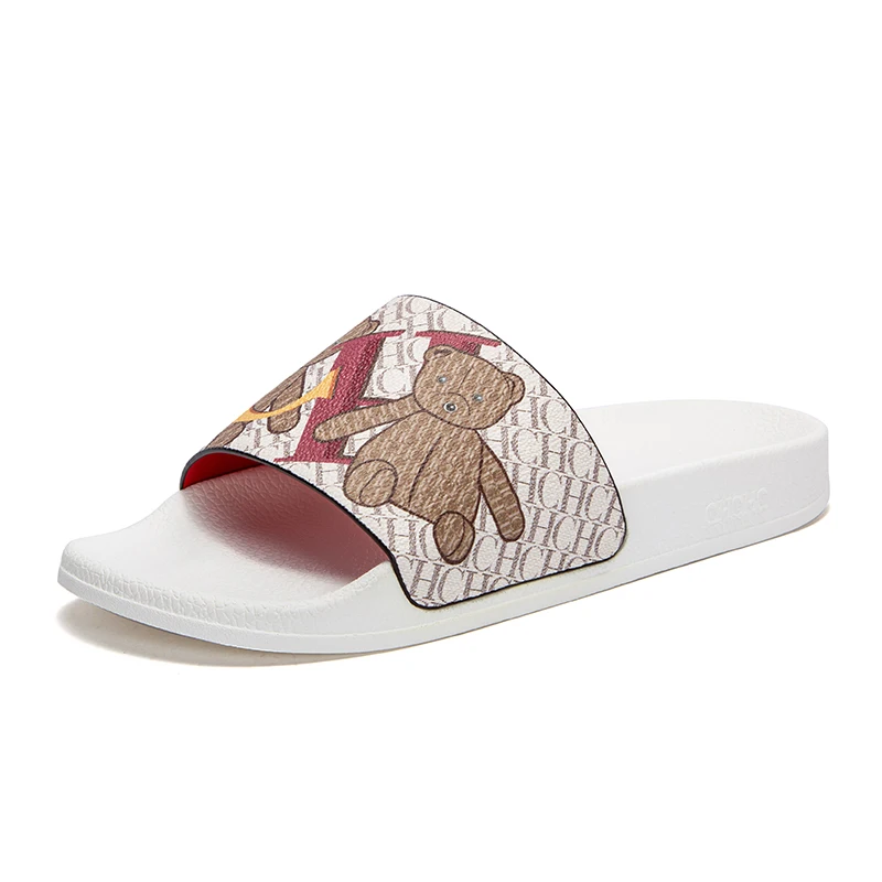 نعال مسطحة بتصميم نمط فريد للنساء ، مادة بولي كلور...