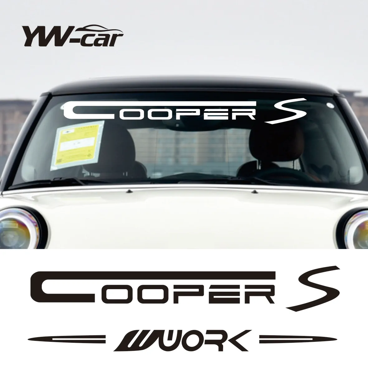 

Car Styling Windscreen Windshield Window Vinyl White Sticker Decal For Mini Cooper S One JCW F55 F56 R56 F60 R60 R50 R53 R61 R57