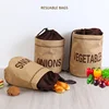 Kitchen Hessian Storage Bag for Garlic,Onions,Potato,Vegetable,Bread,Drawstring Sack,Fabric Burlap Bags Jute Potatoes Organizer 2