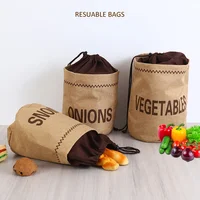 Kitchen Hessian Storage Bag for Garlic,Onions,Potato,Vegetable,Bread,Drawstring Sack,Fabric Burlap Bags Jute Potatoes Organizer 2
