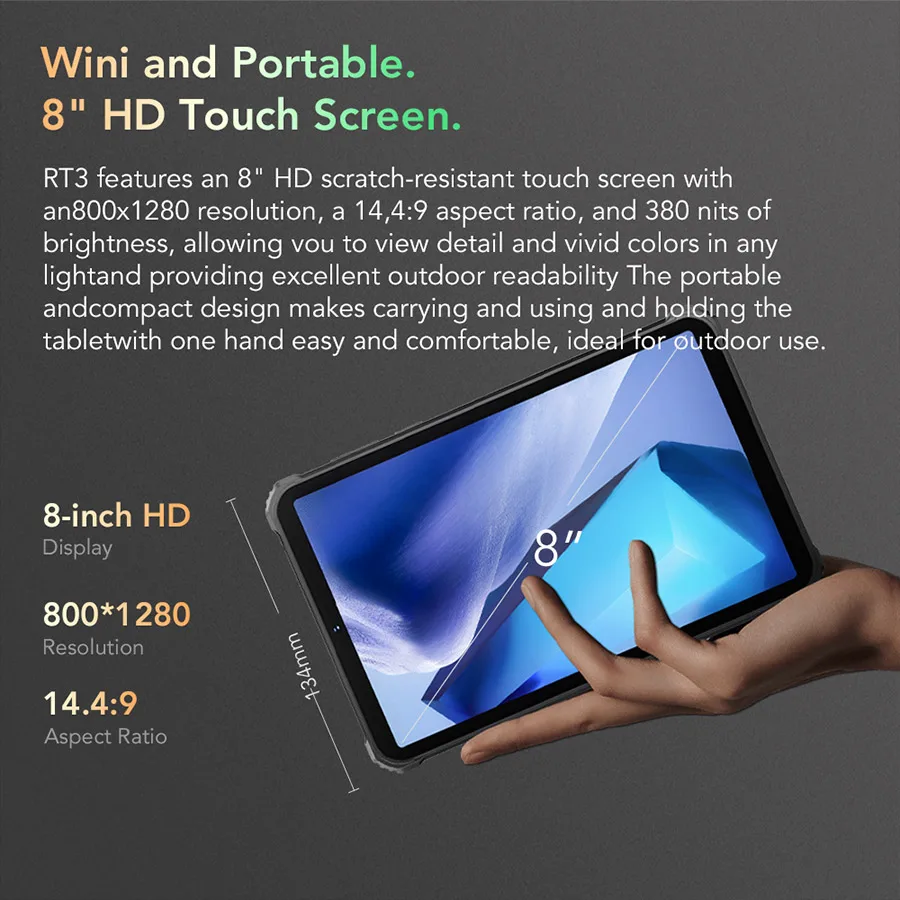 Oukitel RT3ミニ頑丈なタブレット8インチhd + 5150 mah 4