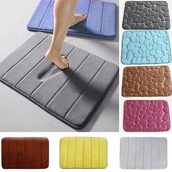 Home Bath Mat Coral Fleece Bathroom Carpet Water Absorption Non-slip Memory Foam Absorbent Washable Rug Toilet Floor Mat 1