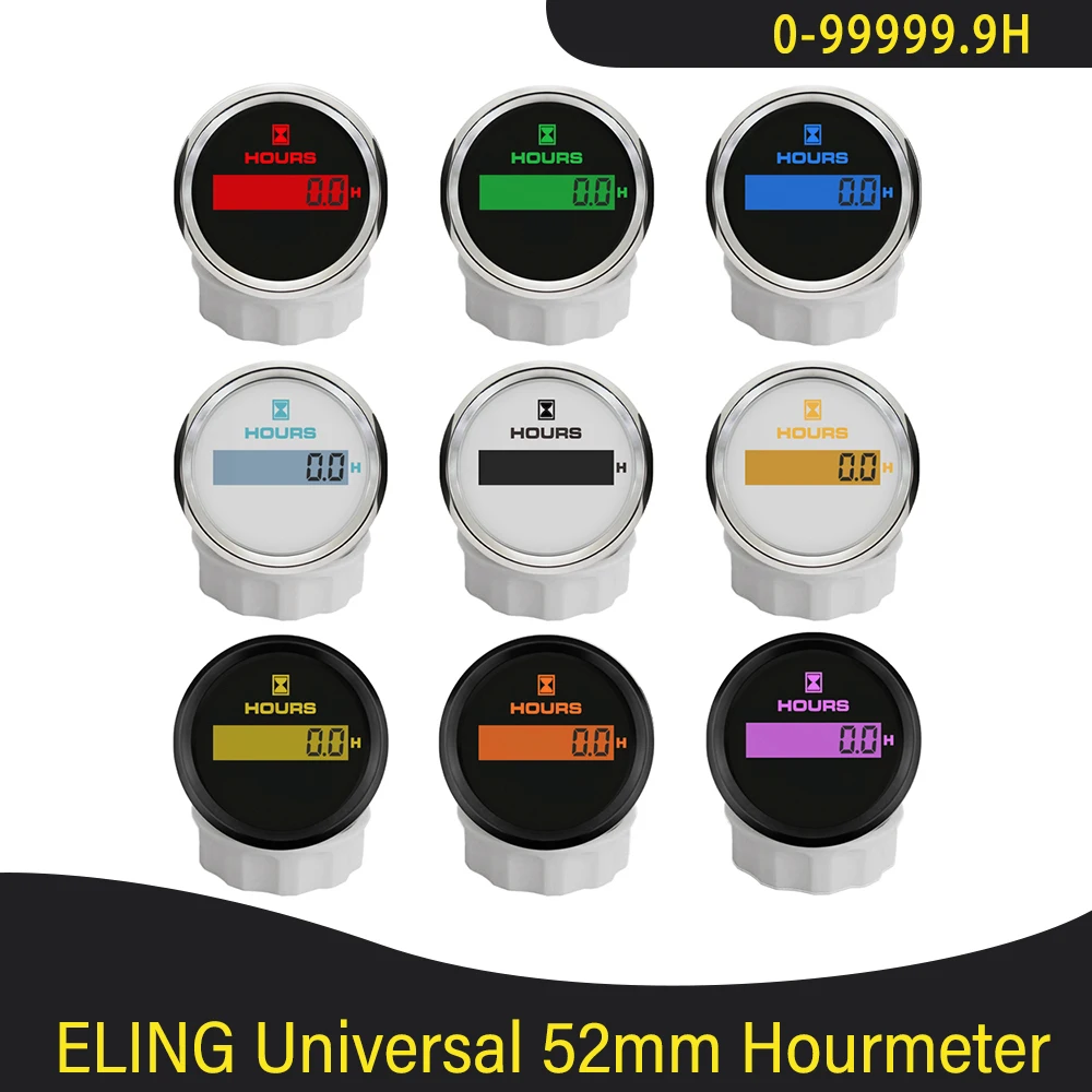 

HD Digital 52mm Hourmeter LCD Engine with 8 Colors Backlight for Car Boat Yacht Vessel Universal 9-32V