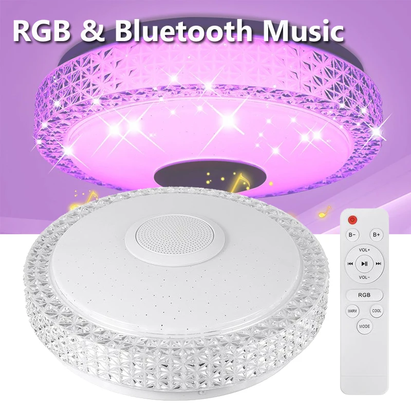 가정용 침실용 LED 천장 조명, RGB 조명, 앱 블루투스 음악 램프, 원격 제어, 300W