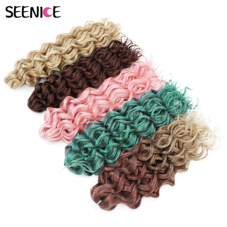 Ocean Wave Braiding Hair Extensions Crochet Braids Synthetic Hair Afro Curl Hawaii Ombre Curly Blonde Water Wave Braid For Women