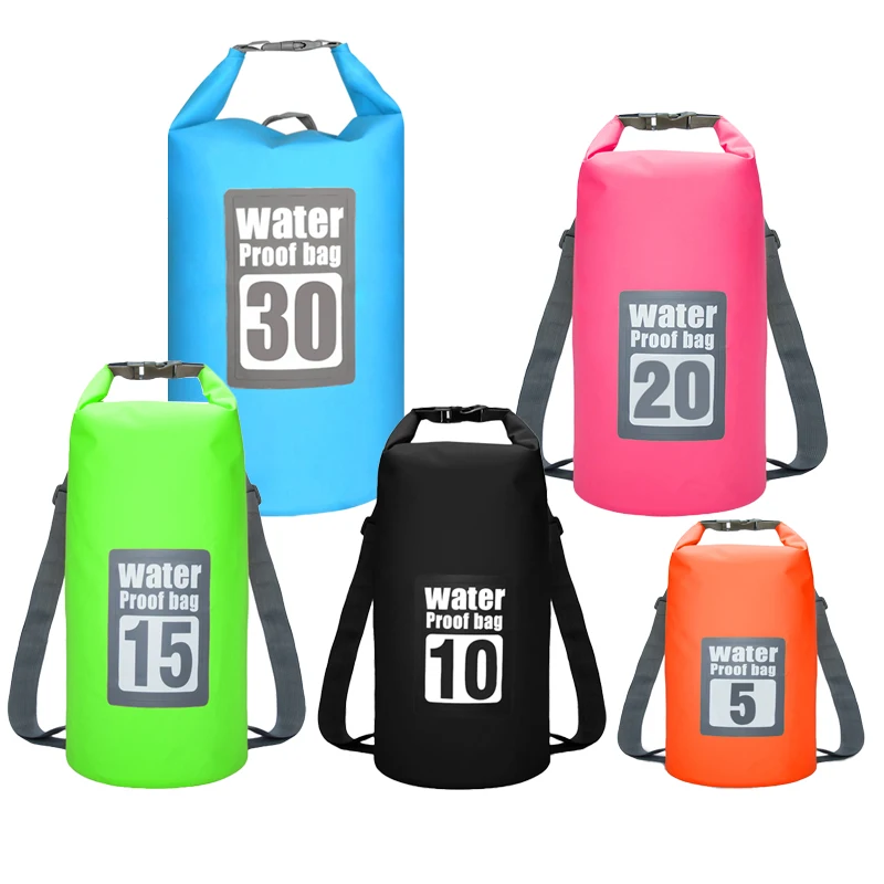 Borsa Impermeabile Impermeabile In Pvc 5L/10L/15L/20L/30L Borsa Da Nuoto Da Spiaggia Pieghevole Per Immersioni All'Aperto Rafting River Ocean Backpack