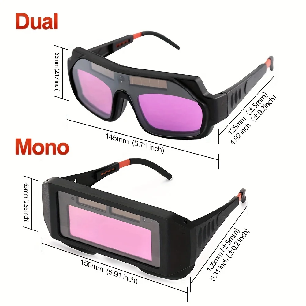 1 Set Automatic Dimming Welding Glasses With 5pcs Protective Film Solar Powered Auto Darkening Welding Glasses Welder Glasses