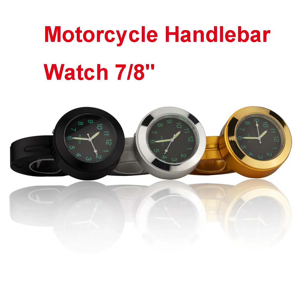 Motorcycle Handlebar Watch 7/8" Bike Universal Waterproof Chrome Hand
