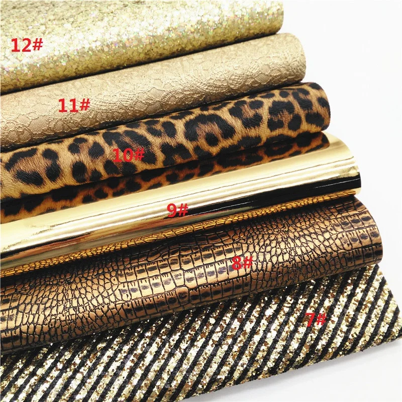 Description Picture 4 of itemGold Glitter Leather Sheets Dots Leopard Synthetic Leather Smooth Vinyl Lace Glitter Honey Comb Faux Leather Fabric W349