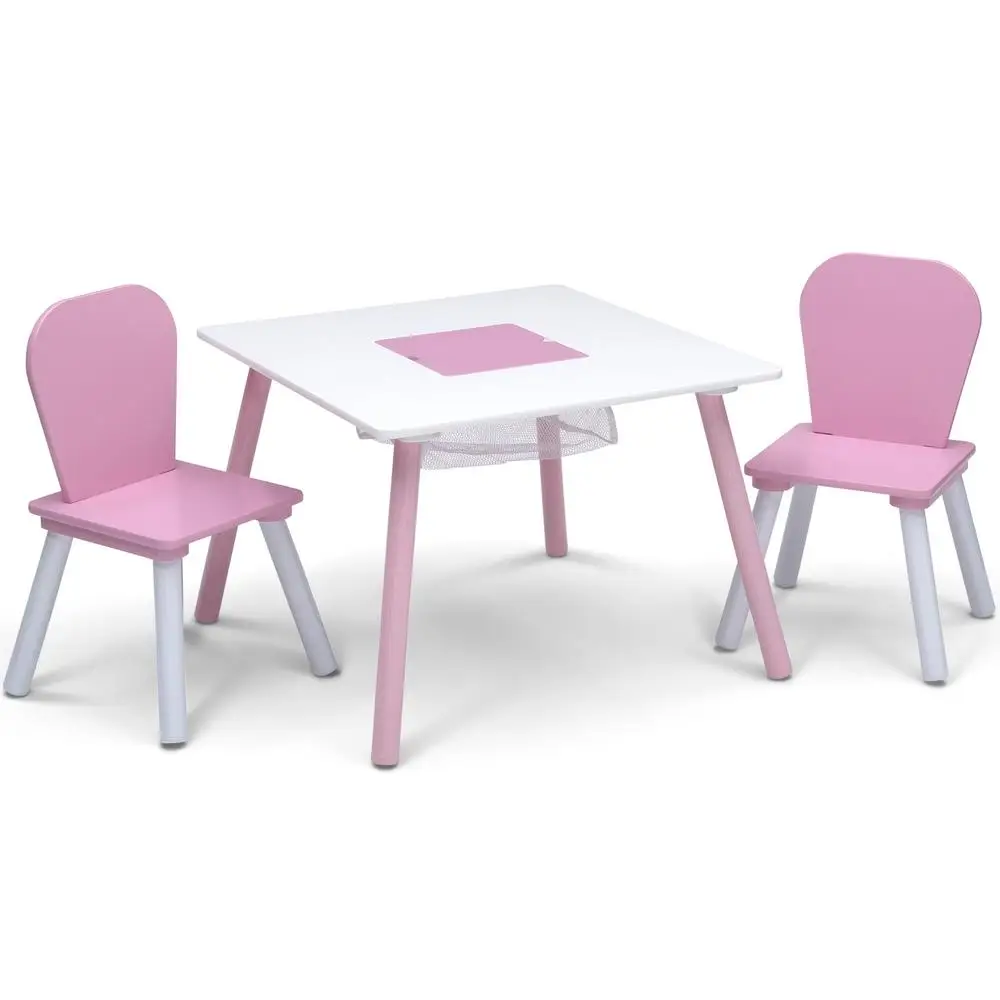 4-Piece Toddler Playroom Furniture Set Table Chairs Toy Organizer Kids Playroom Storage Furniture Unisex Childrens Play Area 3