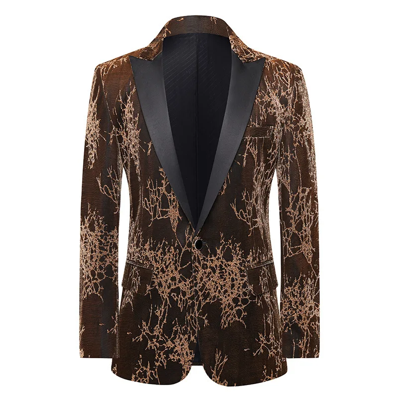 

2024 Men's Jacquard Color Matching blazer Singer Host Stage Performance Photo Studio Photography blazers