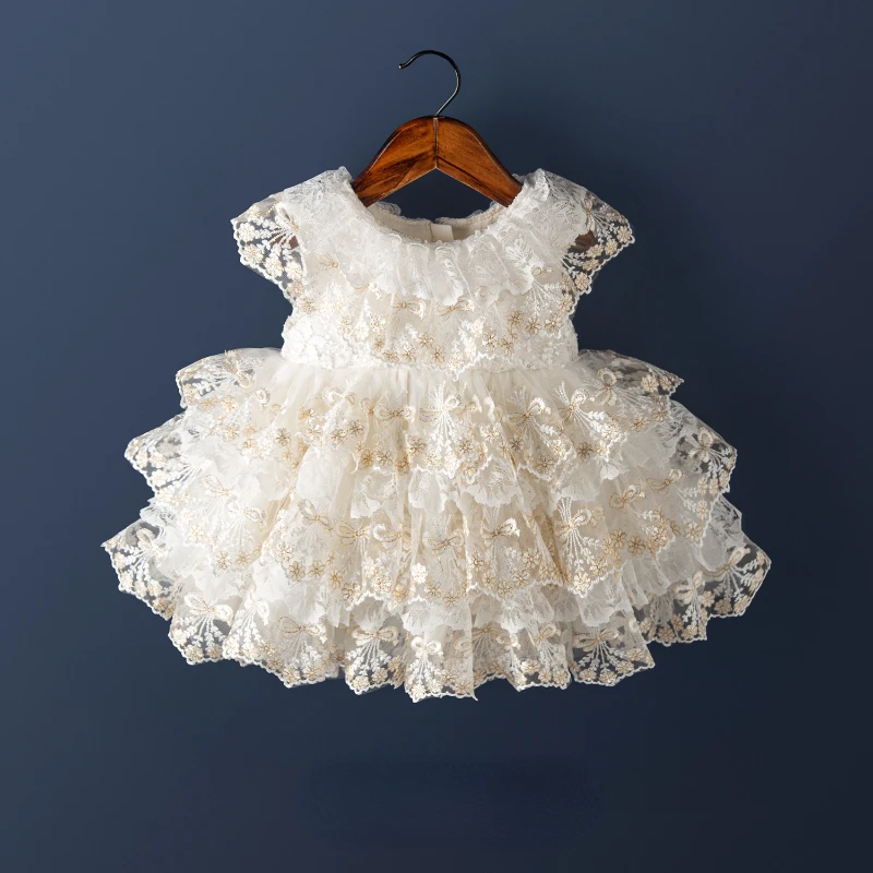 

Lolita Princess Dress Ball Gown Sleeveless O-Neck Knee-Length Tulle Floral Exquisite Flower Girl Dresses Kids Skirt Formal