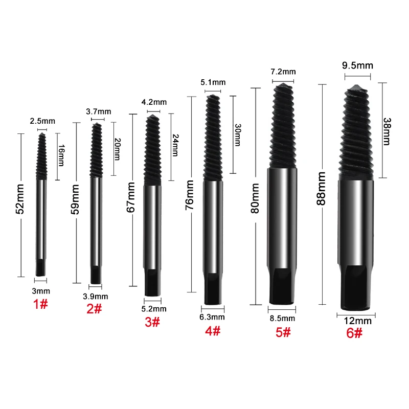 Broken Wire Extractor 5pc 6pc Fine Tooth Broken Head Screw Removal Faucet Removal Tool Accessory Set