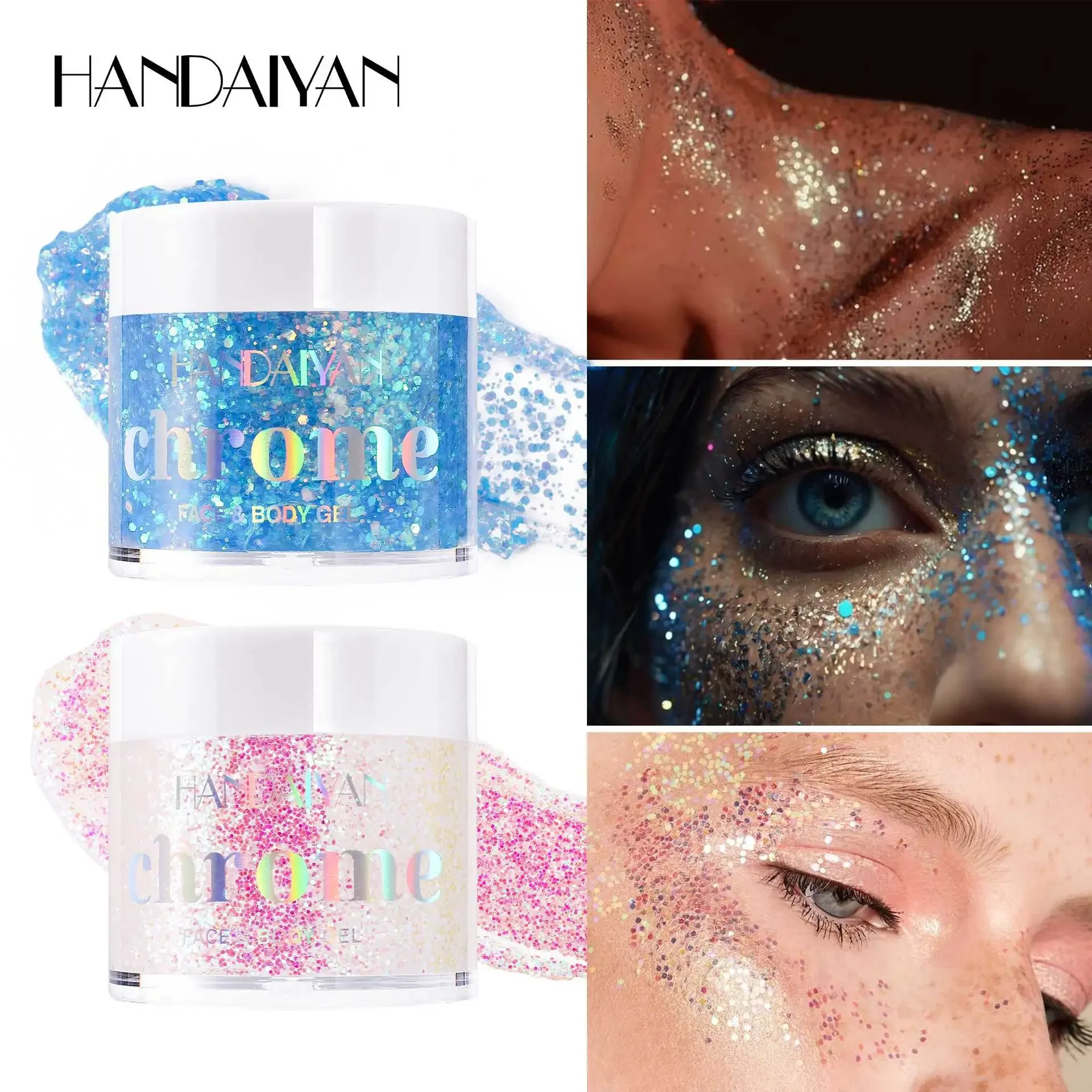 Sequins Glitter Gel Fine Shimmer Gel Liquid Blue White Eyeshadow Pearl Gloss Nail Hair Body Face Multifunction Makeup Decoration 3