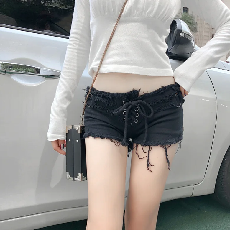 paperbag shorts New Summer Fashion Old Straight Sexy Low Waist Hole Ladies Denim Short Hot Jeans Nightclub Bar Pole Dance biker shorts