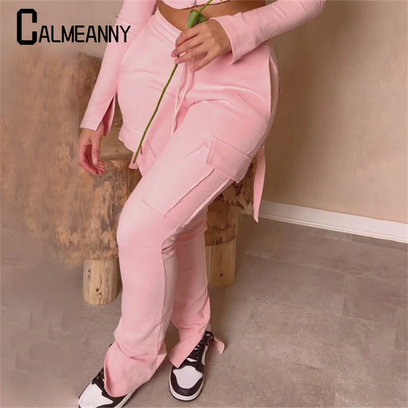 

Women Pants 2023 Spring Autumn With Pockets Casual Versatile Y2K New Style Drawstring High Waist Trousers Fashion Cargo Pant