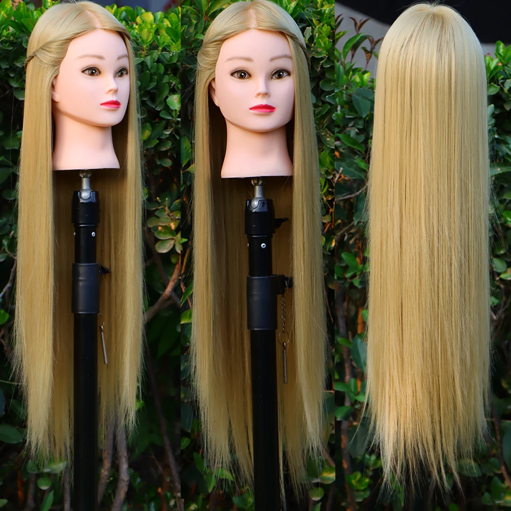 Synthetic Hair Mannequin Dolls Head 75-80cm For Hair Training Styling Female Hairdressing Mannequin Head With Braiding Prac