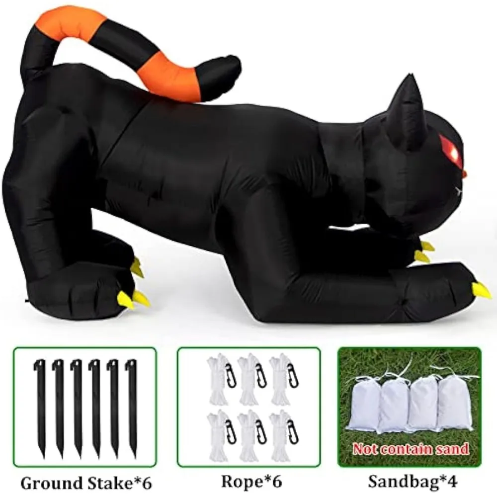Halloween Inflatable 1.8m Black Cat Toy Shakes Head Ghost LED Lights Indoor Outdoor Yard Airblown Decoration Fun Party Display inflatable decoration toy