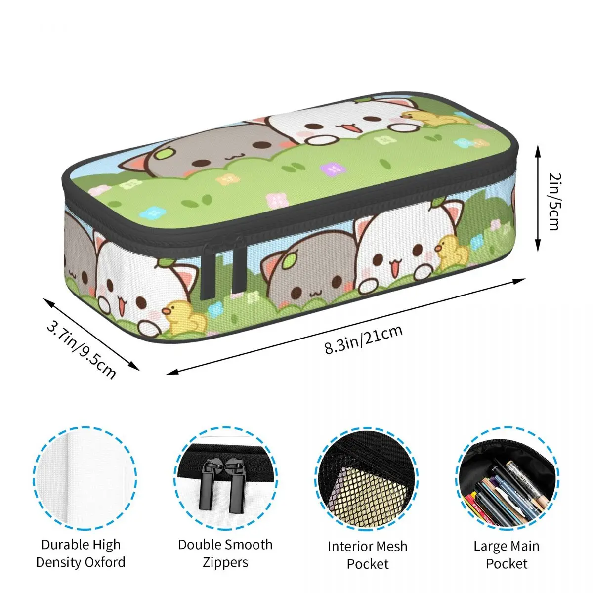 Peach And Goma Pencil Cases for Boys Gilrs Large Storage Cartoon Mochi Cat Pen Bag Box School Supplies