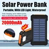 200000mAh Portable Solar Power Bank External Battery Fast Charging Waterproof Powerbank with SOS Flashlight Poverbank for Xiaomi