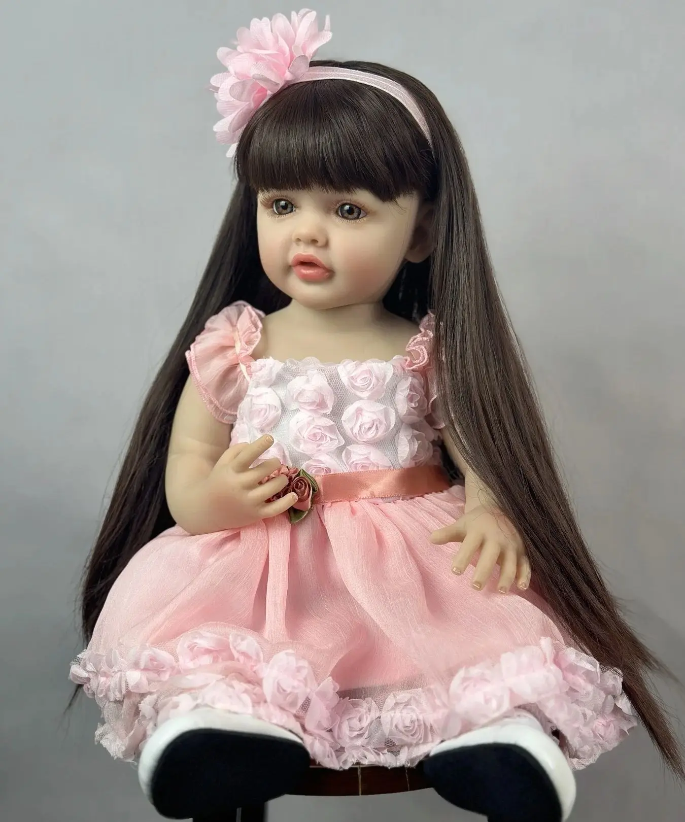 55 CM Soft Full Body Silicone Vinyl Princess Toddler Art Bebe Lifelike Reborn Baby Girl Doll Toy Birthday Gifts for Child 3