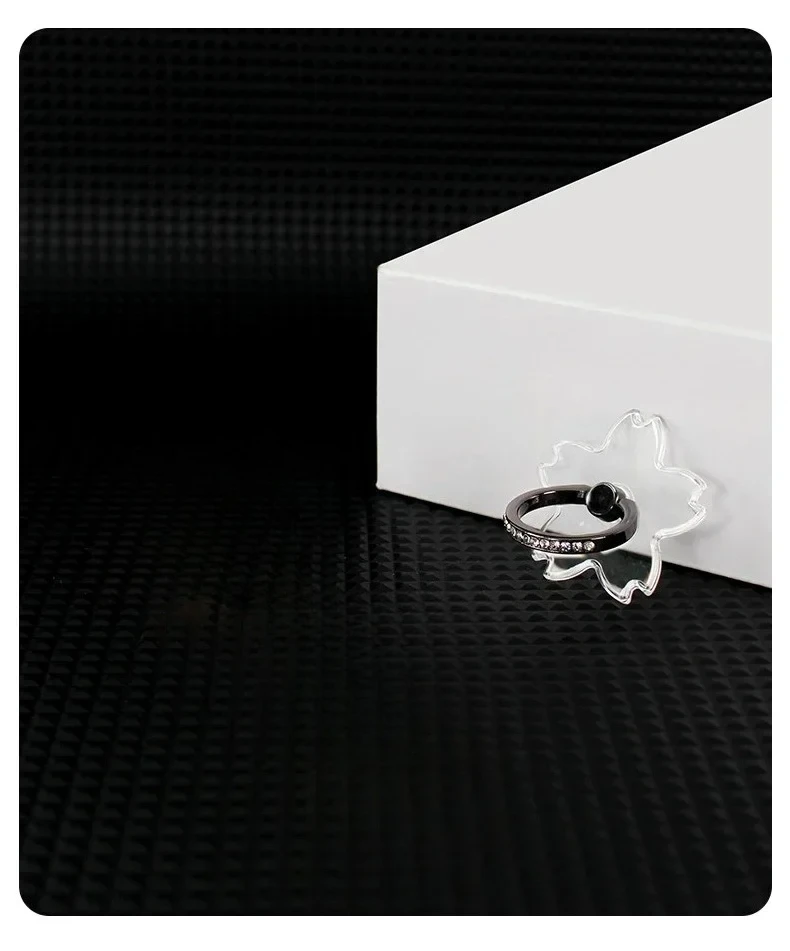 Transparent Sakura Phone Ring Holder Foldable Car Mount Stand Clear Finger Grip Universal for IPhone 15 14 Samsung Xiaomi 2025