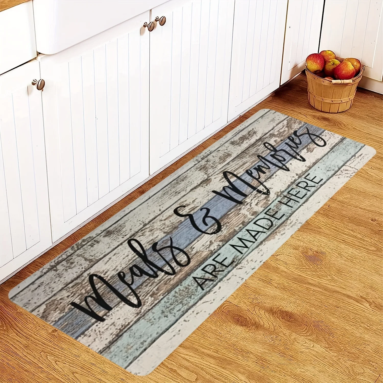 1pc kitchen decoration carpet, farmhouse non-slip machine washable flannel floor mat, suitable for porch door kitchen