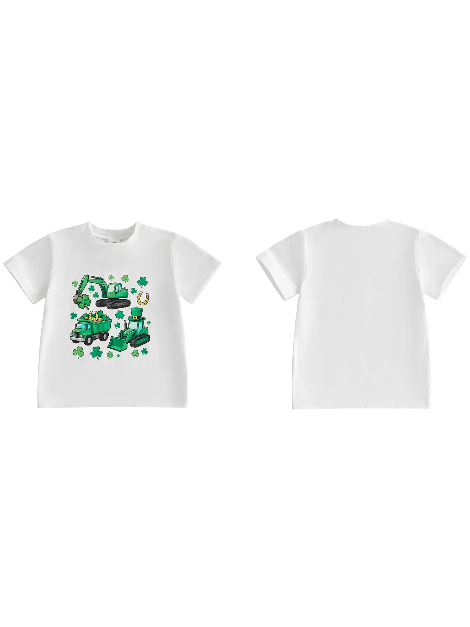 Irish Girl St Patrick s Day T-shirts Shamrock Bus Print Short Sleeve Round Neck Tops for Spring Summer Casual Wear