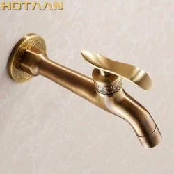 Long garden use Bibcock faucet tap crane Antique Brass Finish Bathroom Wall Mount Washing Machine Water Faucet Taps YT-5156-A