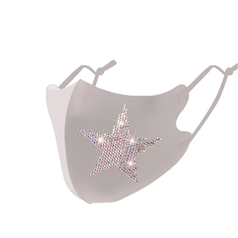 Sequined Mouth Masks For Women Ice Silk Face Cover Rhinestone Luxury Mouth-muffle Washable Reusable Fashion Mask For Women