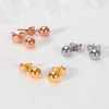 Stainless Steel Round Ball Earrings Rose Gold Silver Color Bead Ear Studs Women Geometric Jewelry Minimalist 3mm 4mm 5mm 6mm 2