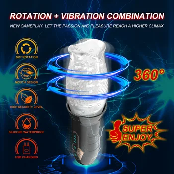 Masturbator for Men Automatic Telescopic Rotation Male Machine Oral Vaginal Penis Vibrator Sex Toy for Men Masturbation Cup