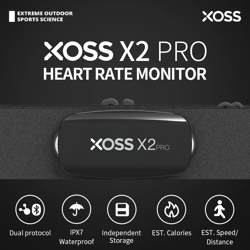 Датчик сердечного ритма XOSS X2 Pro, умный фитнес-датчик с отдельной записью, HRM монитор, Bluetooth, ANT +, для занятий спортом