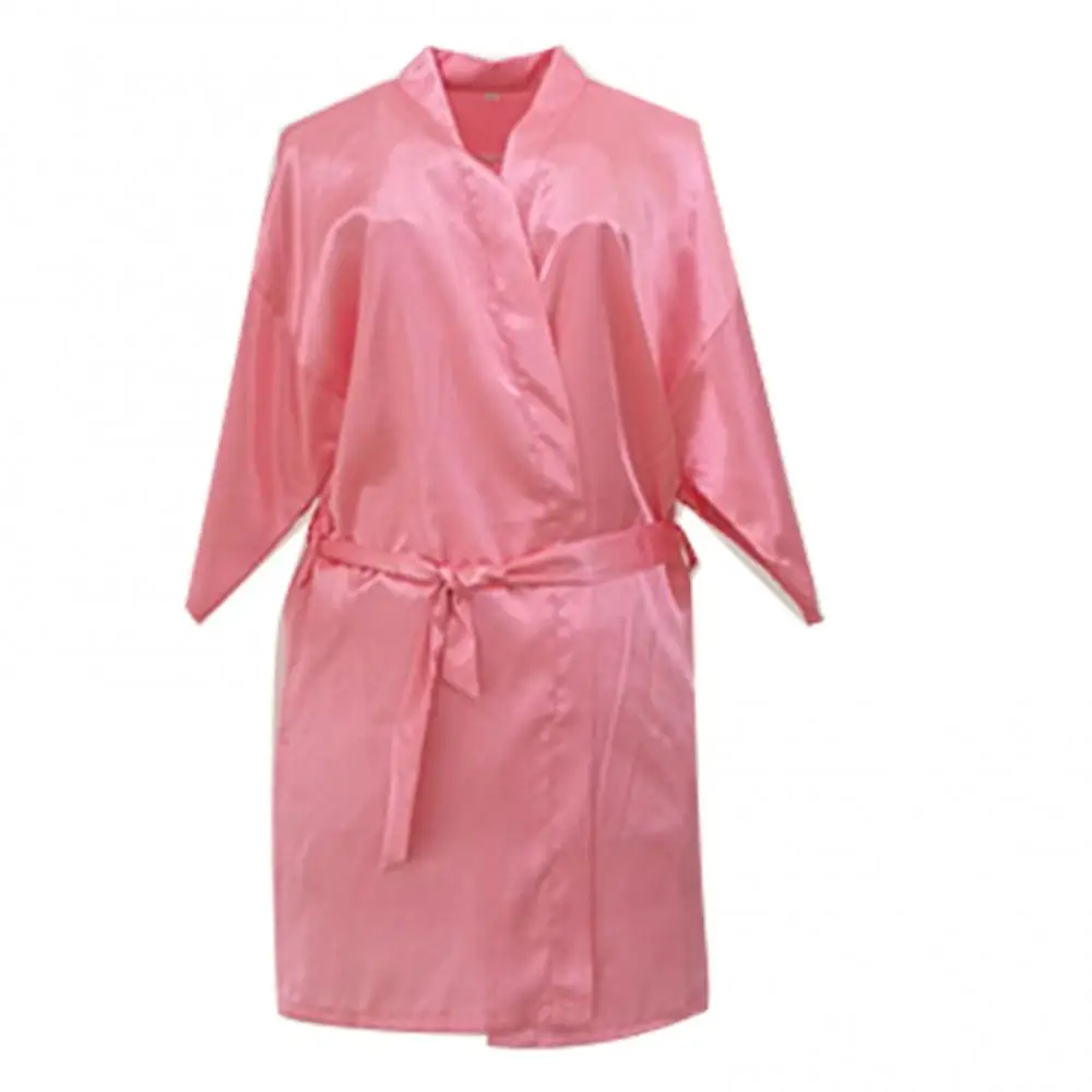 

Sexy Women Solid Color Satin Kimono Robe Sleepwear Nightgown Dress Bathrobe