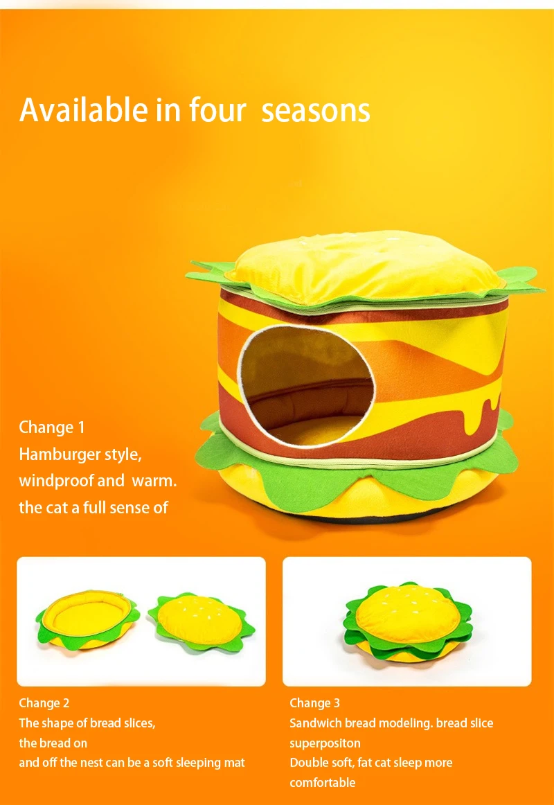 Deep Sleep Comfort In Winter Cat Bed Hamburg Iittle Basket Small Dog House Pets Tent Cozy Cave Nest Indoor Cama Gato Products