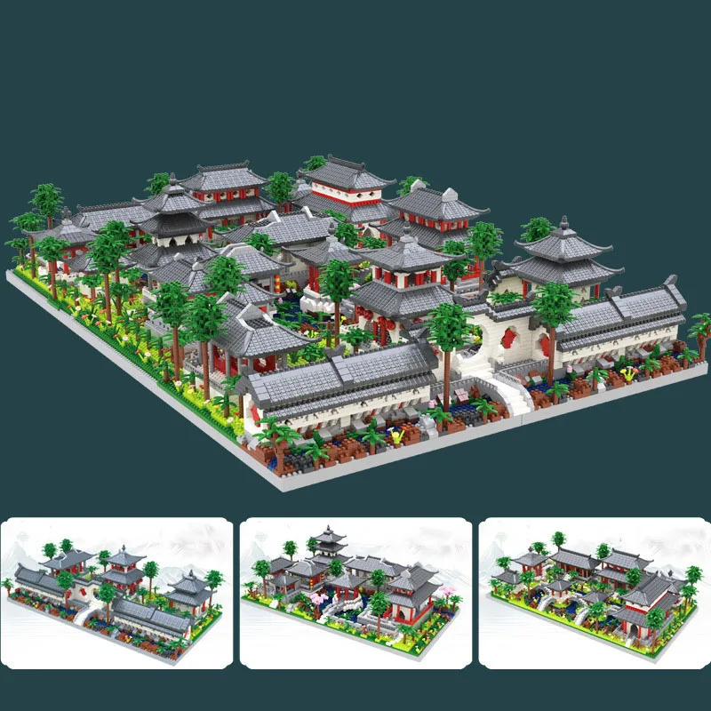 Chinese Famous Architecture Micro Diamond Block China Classic Suzhou Garden 3in1 Building Brick Toy Model Nanobrick For Gift