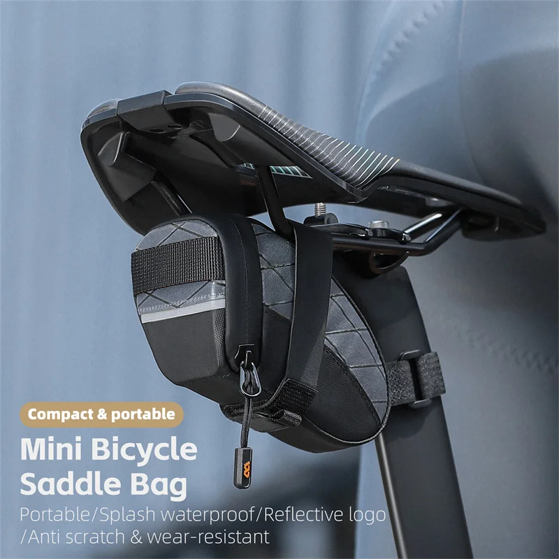 Bicycle Bag WEST BIKING Bicycle Saddle Bag Mini Portable PU Tool Storage Bag Reflective Rear Seat Splash Waterproof 3D Saddle Riding