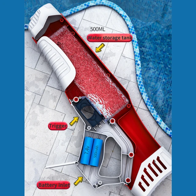 Large Electric Water Gun Toy High Pressure Automatic Water Absorption Continuous Firing Children Outdoor Swimming Pool Party Toy 4