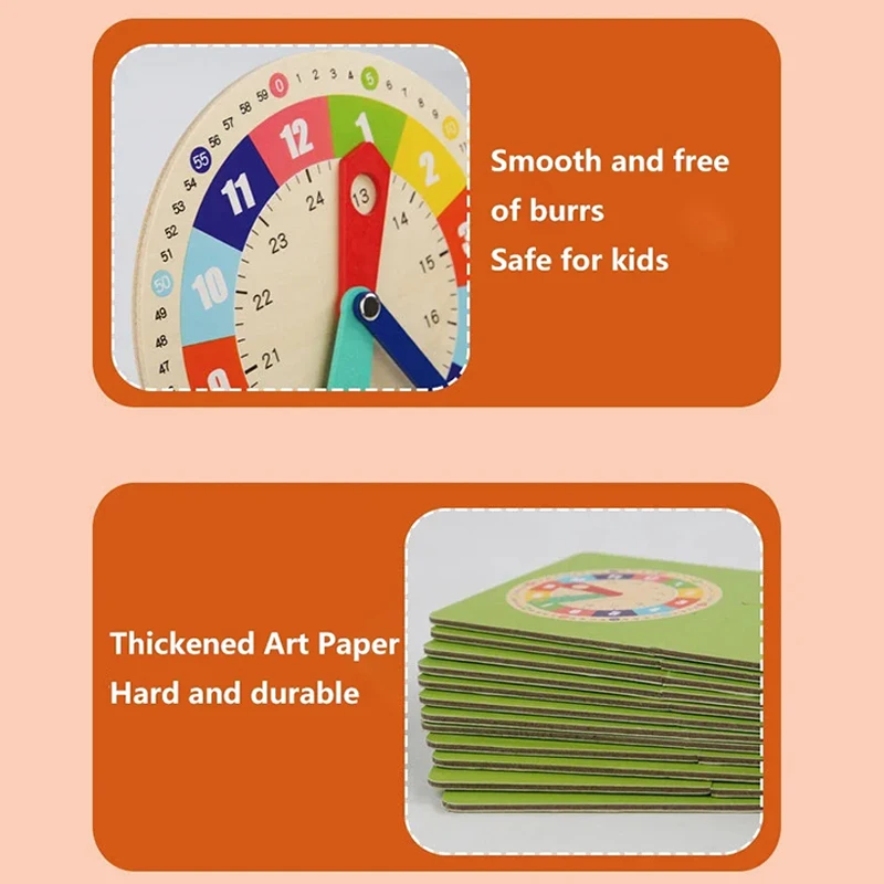 Wooden Clock Toys Card Matching Game Clock Model Teaching Aid Montessori Learning Clocks Cultivating Time Concept Teaching Toy 6