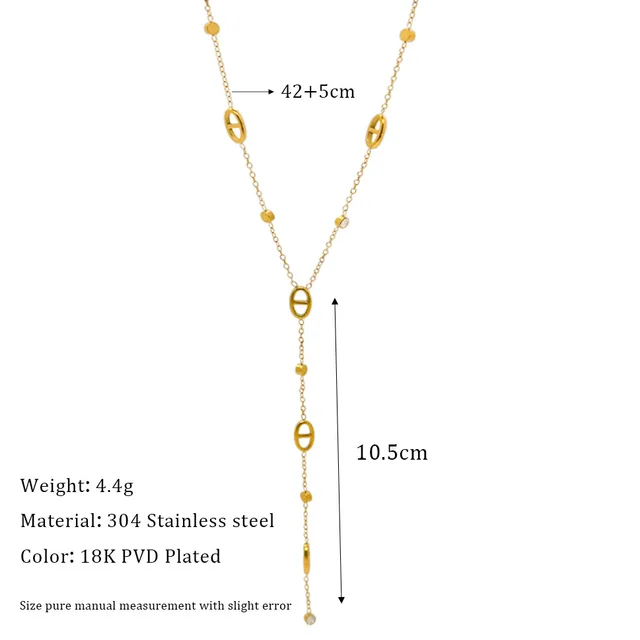 Keen on – collier chaîne en Y pour femmes, ne se décolore pas, exquis, chaîne de clavicule, nez de cochon, pompon, acier titane, classique français