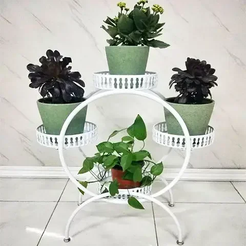 European Style Iron Art Living Room Flower Rack Balcony Floor Type Green Rose Rack Multi-Layer Indoor Flower Pot