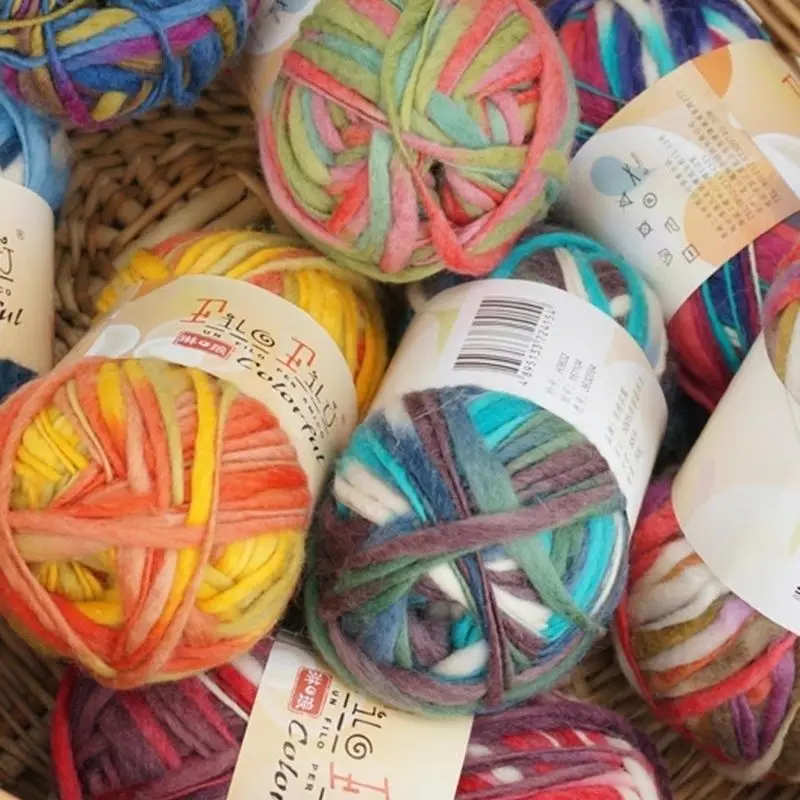 Autunno Inverno Tinto Filato Di Lana Grande Pancia Di Lana Medio Spessore Tessuto A Mano Sciarpa Filo Asta Ago Maglione Cappello Filo Fantasia